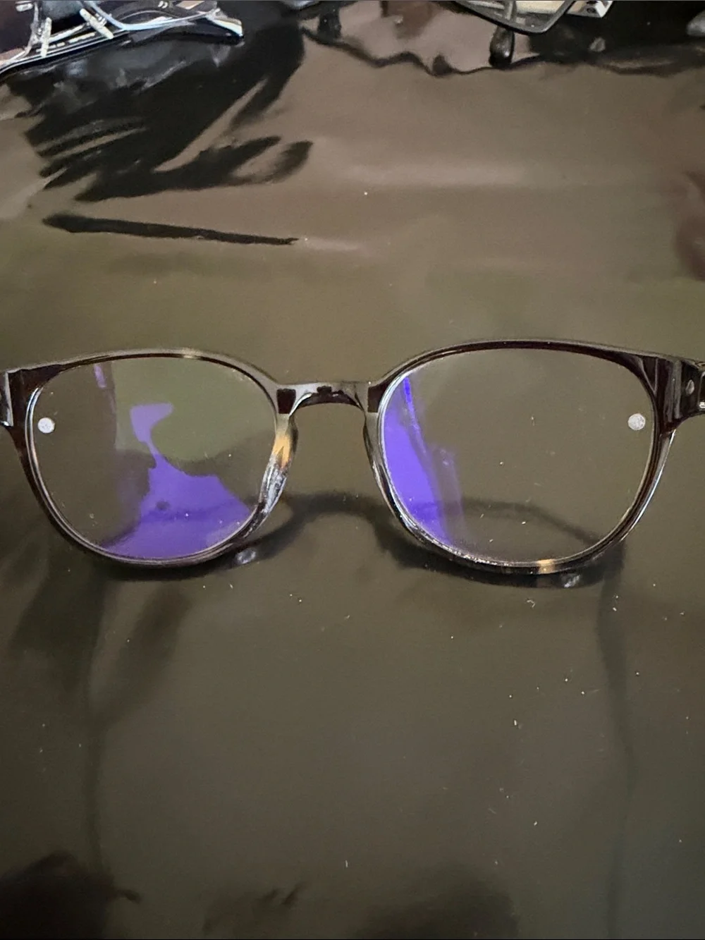 Black Round with Brushed Silver Glasses